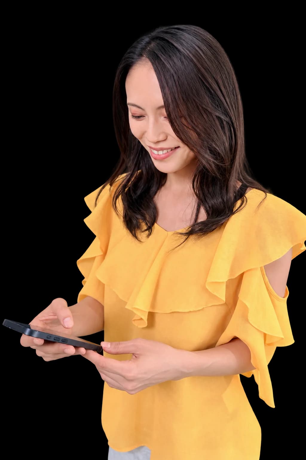 スマホで気軽に相談する様子